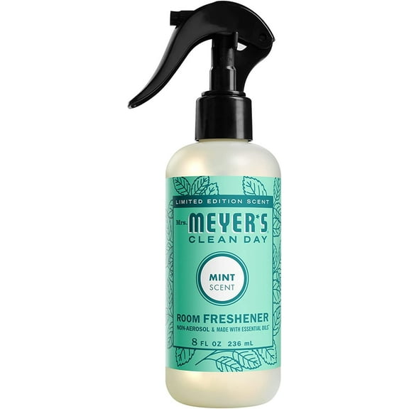 Mrs. Meyer's Room and Air Freshener Spray, Non-Aerosol Spray Bottle Infused with Essential Oils, Mint, 8 fl. oz