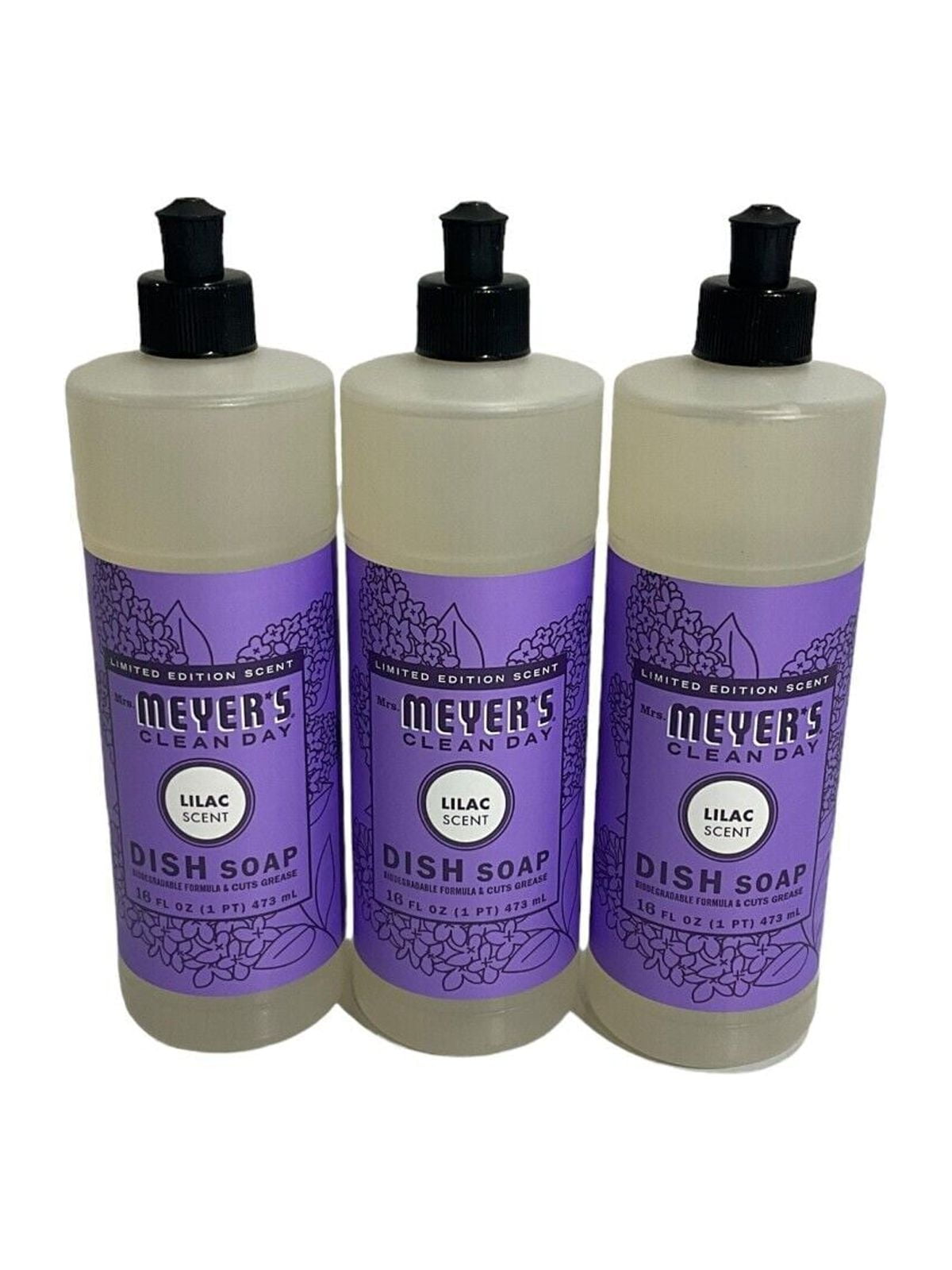 Mrs Meyers (3-Pack) Lilac Scent Limited Edition Liquid Dish Soap 16oz Essential