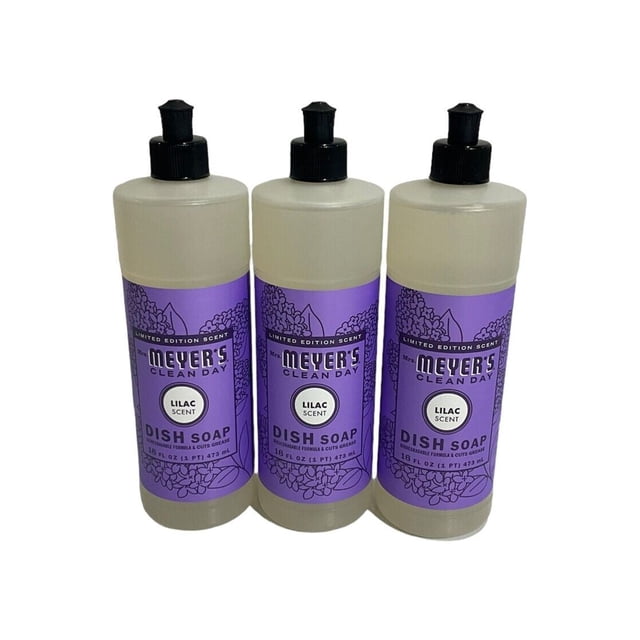 Mrs Meyers Limited Edition 3-Pack Lilac Scent Liquid Dish Soap, 16oz ...