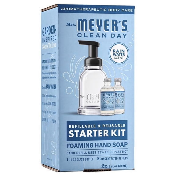 Mrs. Meyers 9089658 Clean Day Rain Water Scent Foam Hand Wash Starter Kit - Pack of 3