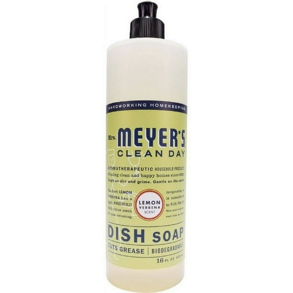 Mrs Meyers Clean Day Dish Soap, Lemon Verbena 16 oz (Pack of 2)