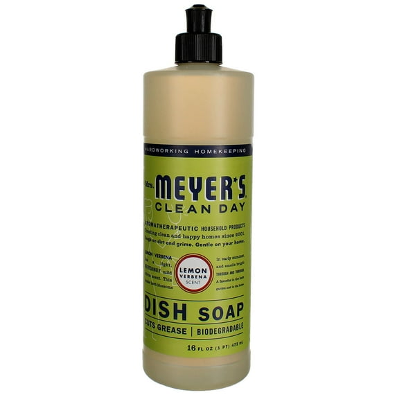 Mrs. Meyer's Clean Day Dish Soap Liquid, Lemon Verbena, 16 fl oz (4 pack)