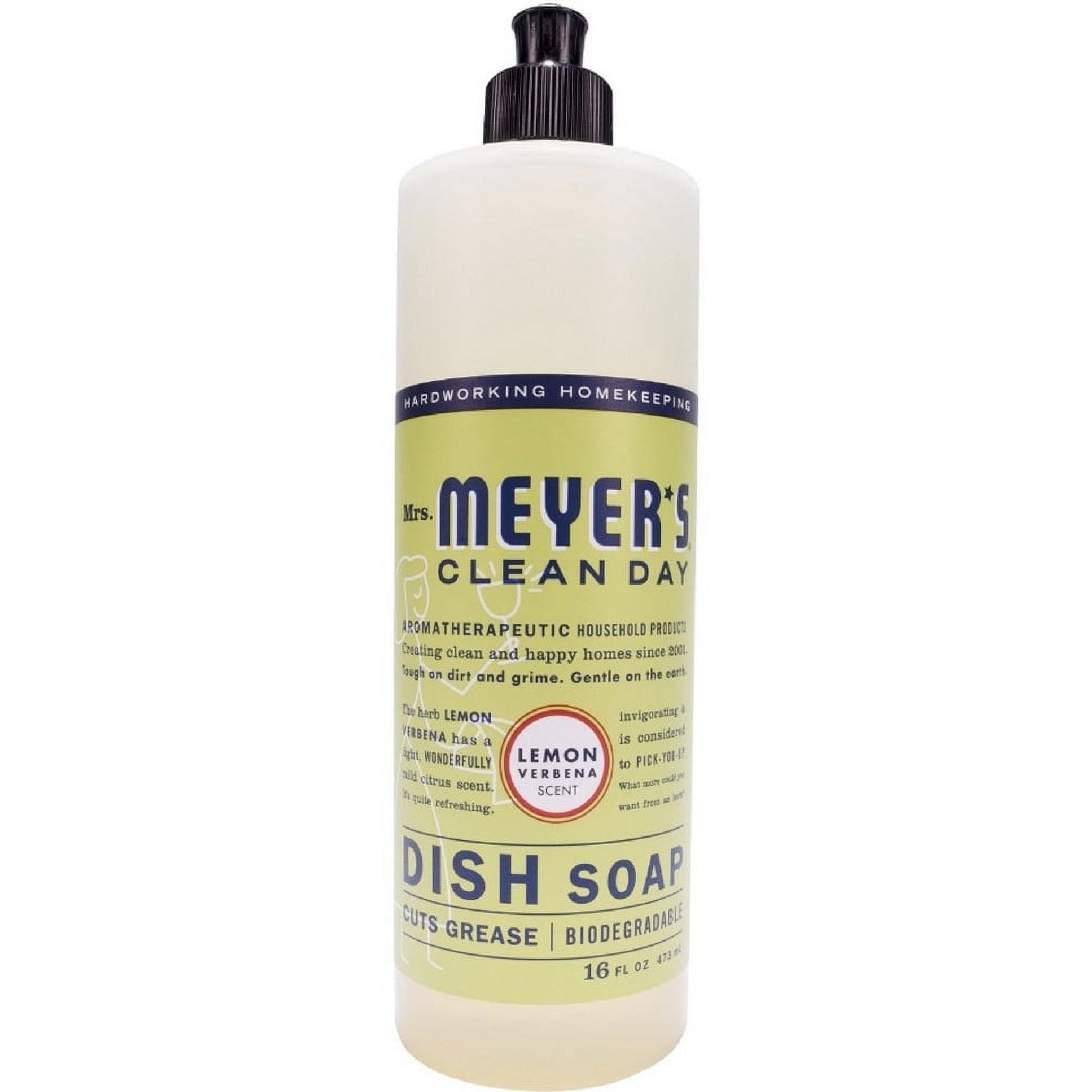 Mrs. Meyer's Clean Day Dish Soap Liquid, Lemon Verbena, 16 fl oz (6 pack) (Bundle)