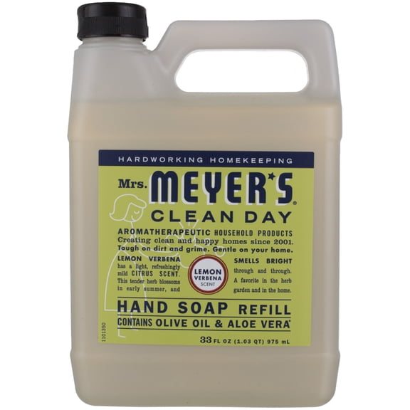 Mrs. Meyers Clean Day Hand Soap Refill, Lemon Verbena 33 oz (Pack of 2)