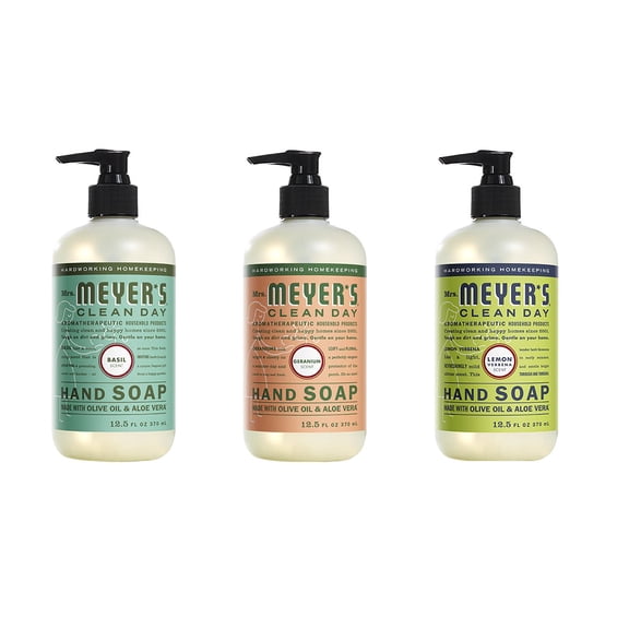 Mrs. Meyers Liquid Hand Soap, Lemon Verbena, Basil, & Geranium, 12.50 Oz 3 Packs