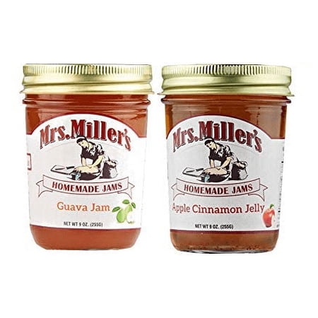 Mrs. Miller's Homemade Guava Jam and Apple Cinnamon Jelly Variety 2-Pack, 9 oz. Jars