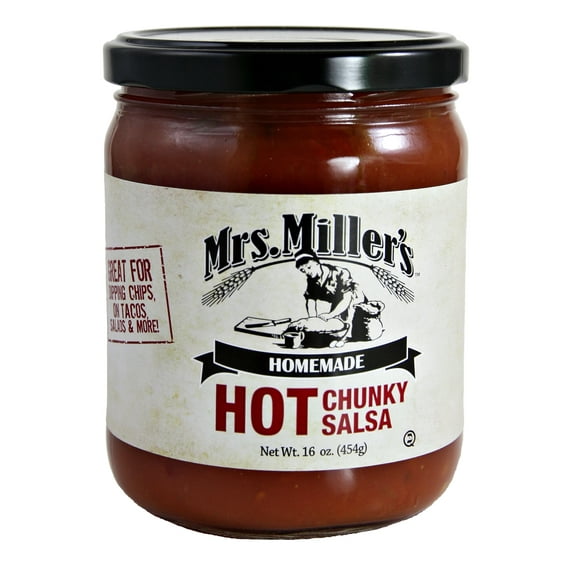 Mrs. Miller's Homemade Hot Chunky Salsa, 2-Pack 16 oz. Jars
