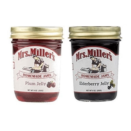 Mrs. Miller's Homemade Plum Jelly and Elderberry Jelly Variety 2-Pack 9 oz. Jars