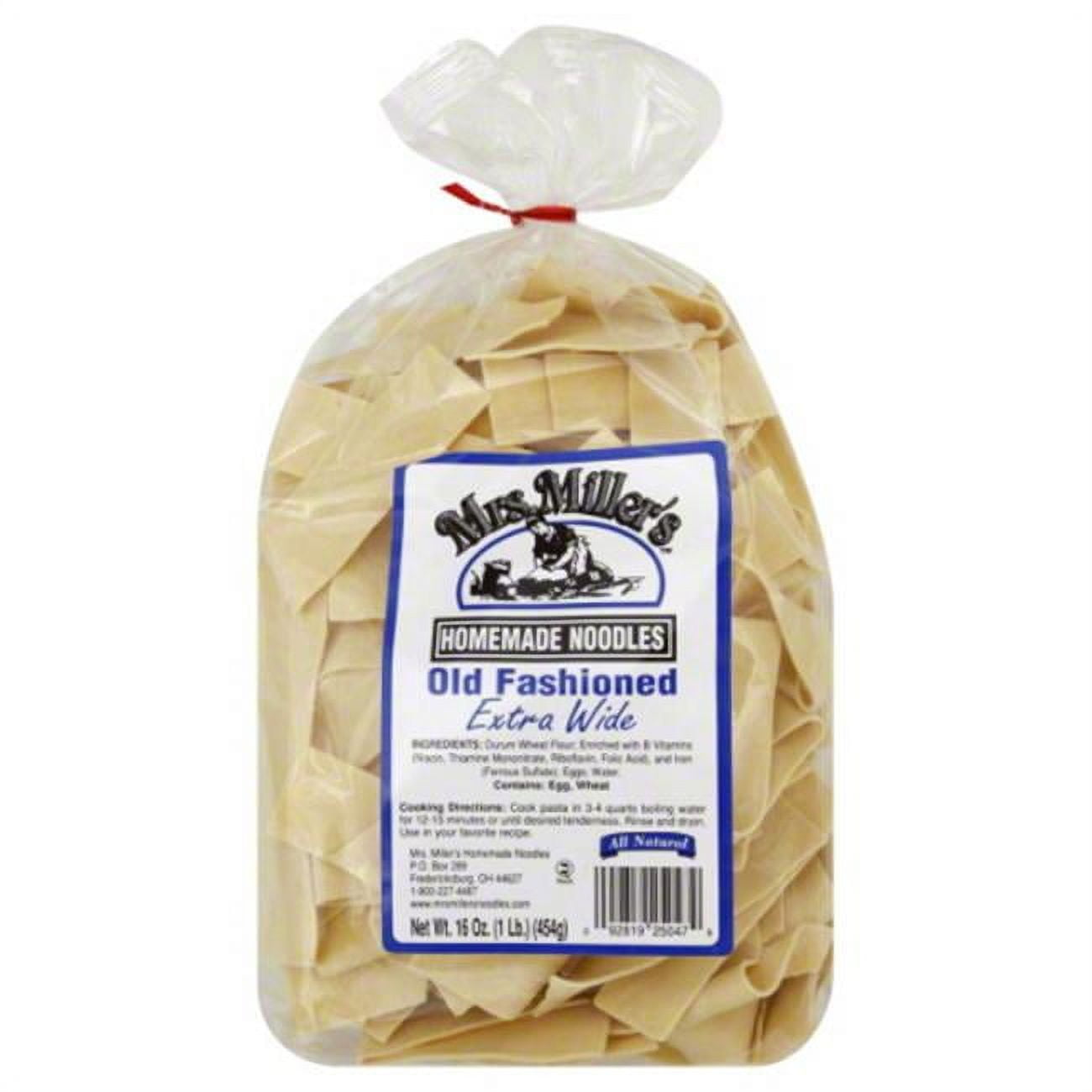 Mrs. Miller's Old Fashioned Wide Egg Noodles - 16 Oz Pack (Pack Of 4), All Natural, Made In Ohio