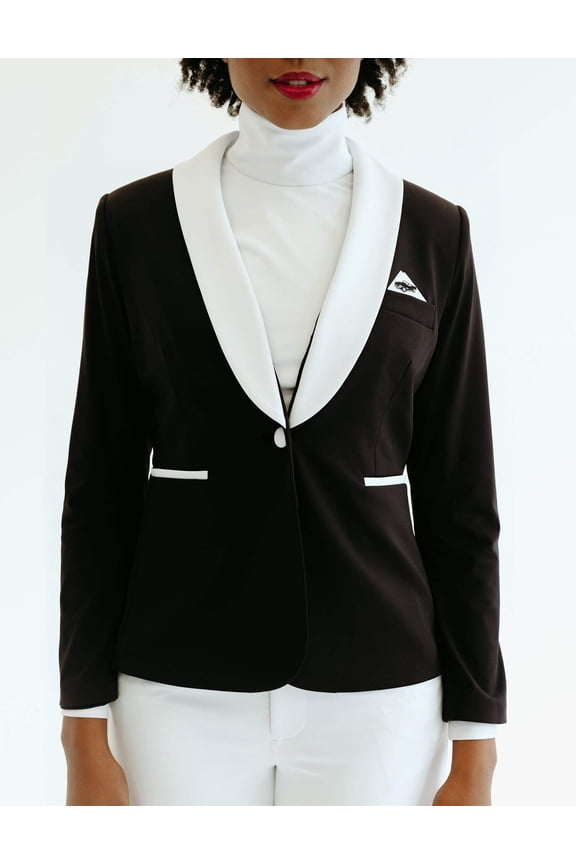 Long-Sleeve Button-up Athleisure Black, Enza Marie Blazer (Women's)