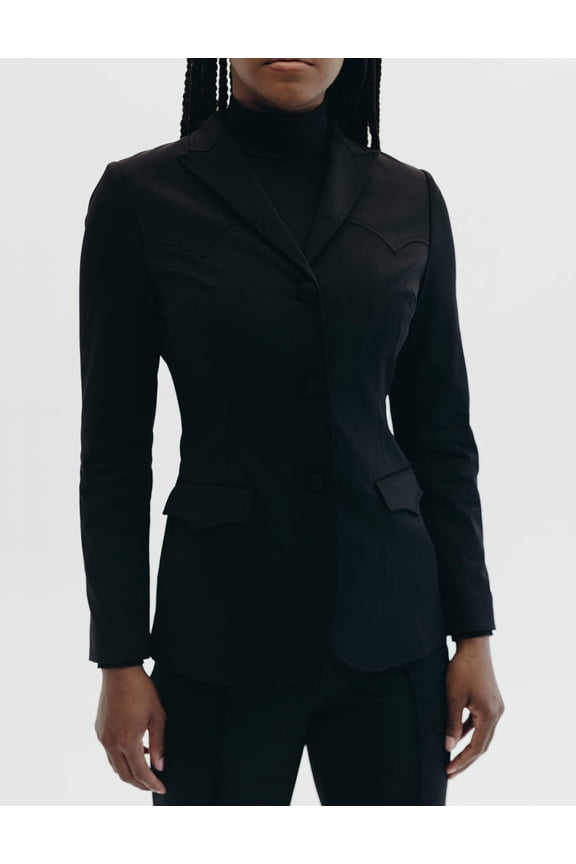 Long-Sleeve Button-up Athleisure Black, You Hung the Moon Blazer (Women's)