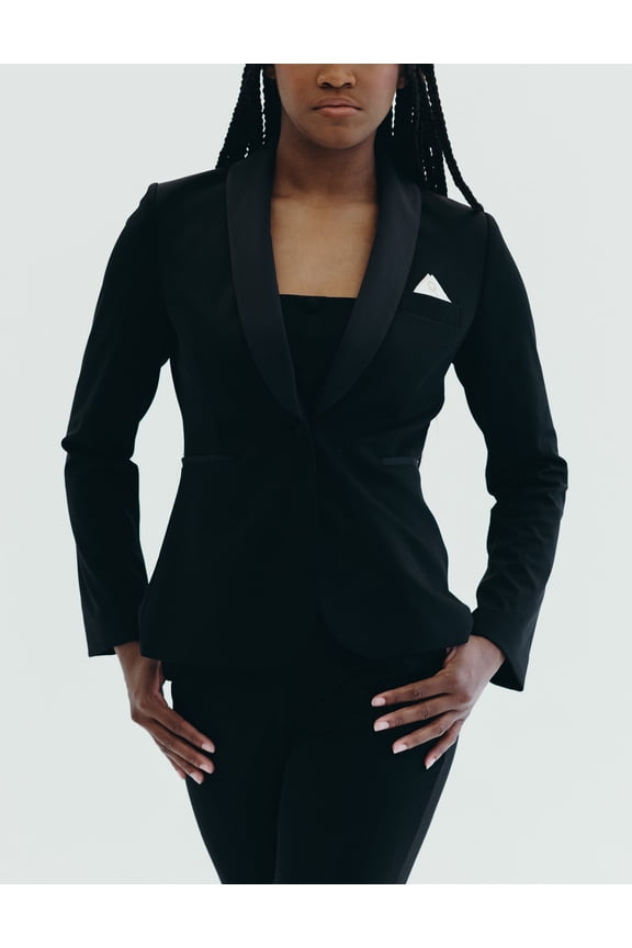 Long-Sleeve Button-up Athleisure Tuxedo Black, Look at Me Blazer (Women's)