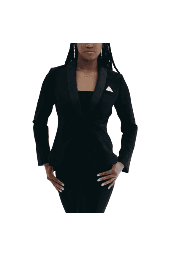 Long-Sleeve Button-up Athleisure Tuxedo Black, Look at Me Blazer (Women's) - Mrs Momma Bear