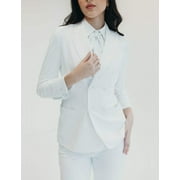 MRS MOMMA BEAR Long-Sleeve Button-up Athleisure White, Meet Me at Noon Blazer (Women's)