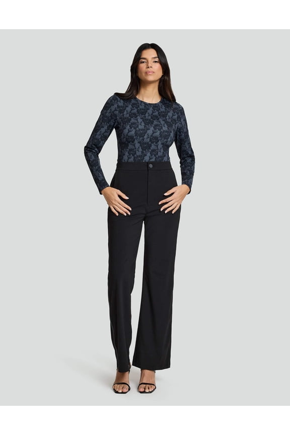 Long-Sleeve Crew-Neck Athleisure Black, Luxe Black Widow Bodysuit (Women's)