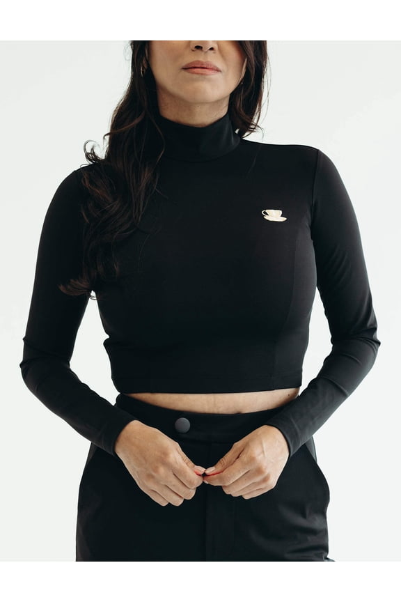 Long-Sleeve Crop-Top Athleisure Black, Tea Time Top (Women's)
