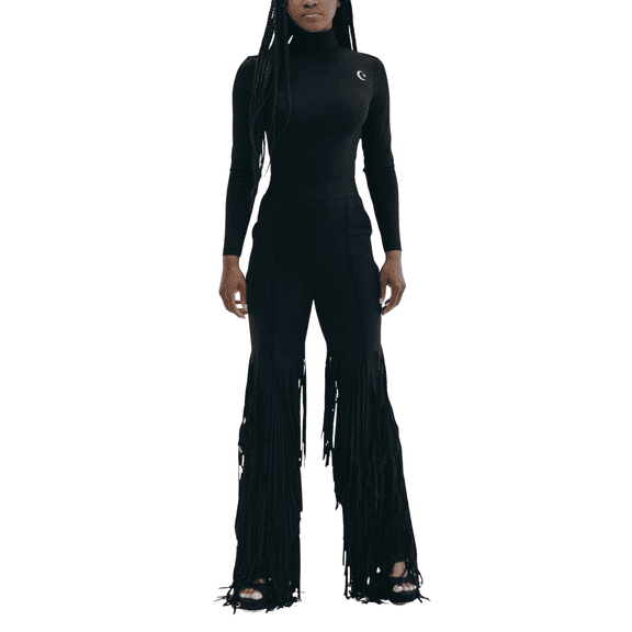 Mrs Momma Bear Fringe Long-Sleeve Athleisure Jumpsuit (Women's)