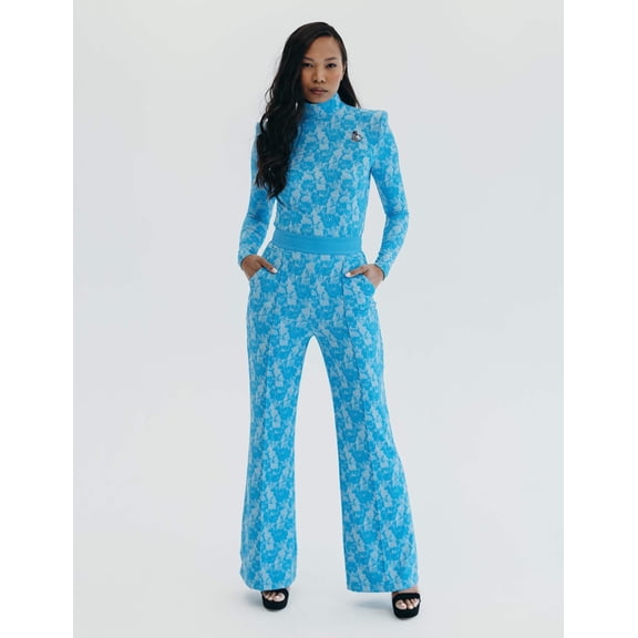Mrs Momma Bear Long-Sleeve Printed Lace Athleisure Blue, Fellini Jumpsuit (Women's)