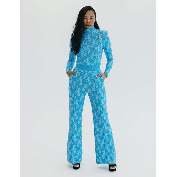 Mrs Momma Bear Long-Sleeve Printed Lace Athleisure Blue, Fellini Jumpsuit (Women's)