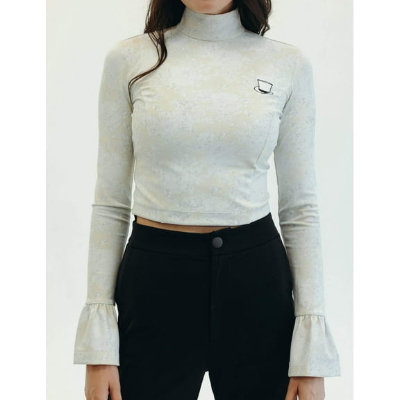 Mrs Momma Bear Long-Sleeved Lace Print Athleisure White, Mad Hatter Top (Women's)