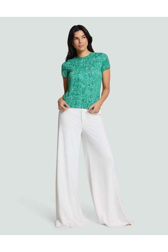 Short-Sleeve Printed Sequin Athleisure Green, Signature Luxe Tee (Women's)