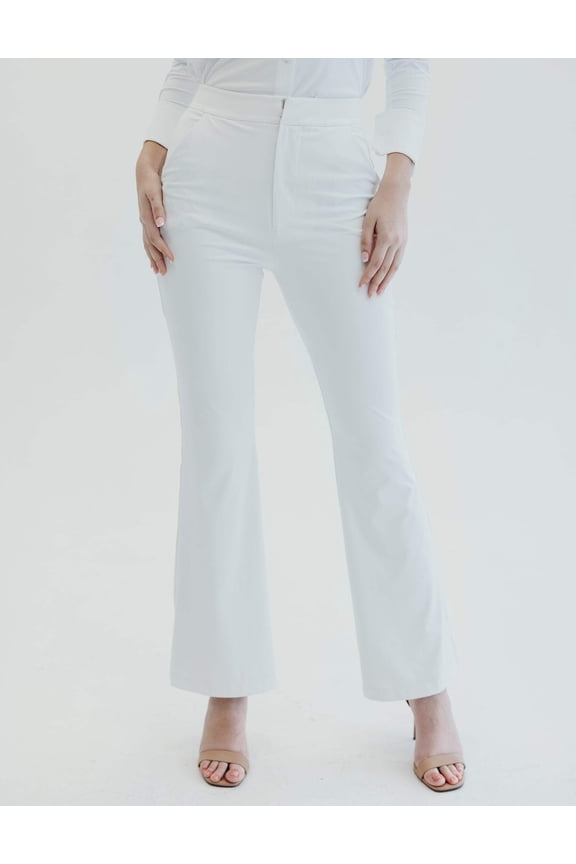 Straight Leg Button-up Athleisure White, Meet Me at Noon Pant (Women's)