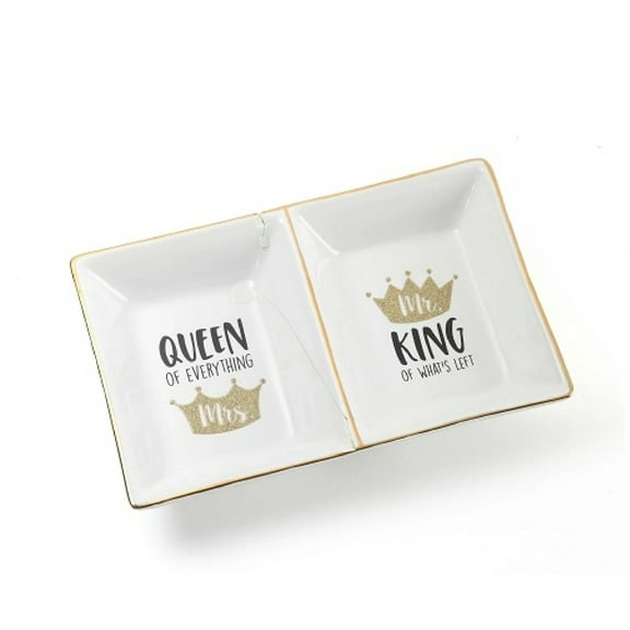 Mrs Mr Queen King Gold Glitter Crown Double Tray Our Name Is Mud