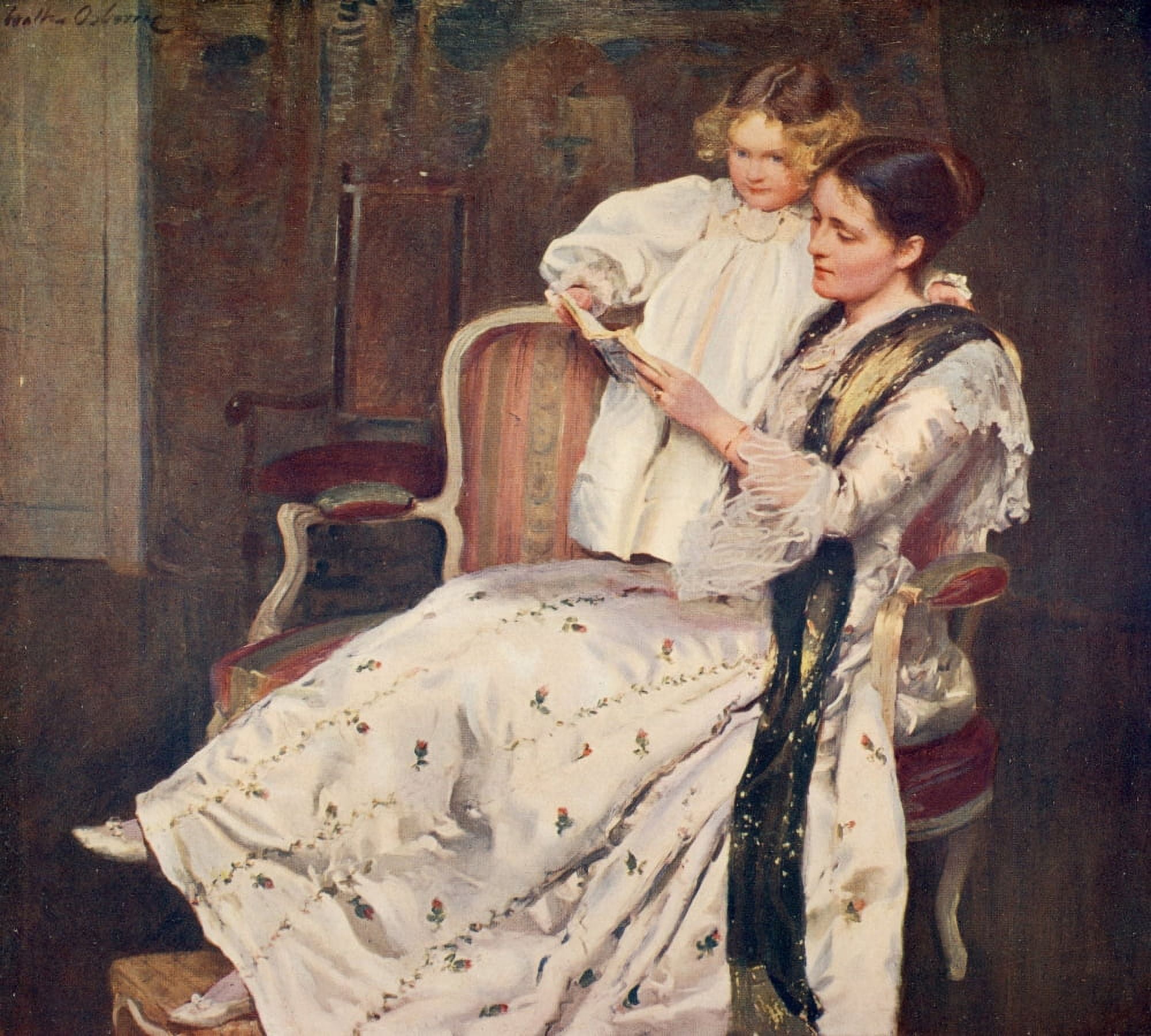 Mrs Noel Guinness and her Child Canvas Art - Walter Osborne (24 x 36)