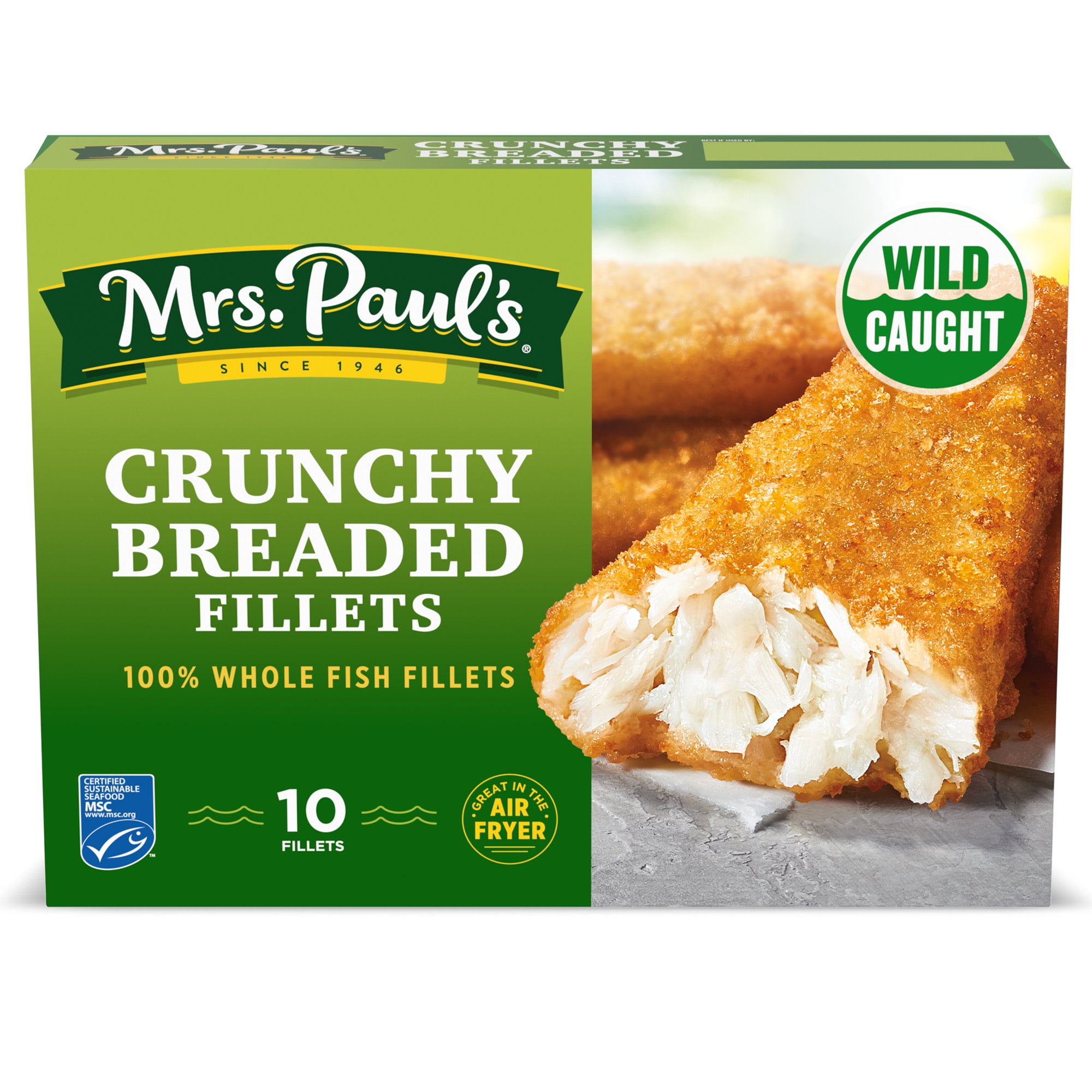 Mrs. Paul's Crunchy Breaded 100% Whole Fish Fillets, 19 oz. 10-Count (frozen)
