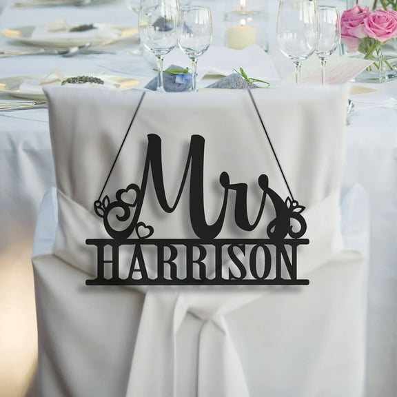 Mrs. Personalized Hanging Black Wood Plaque