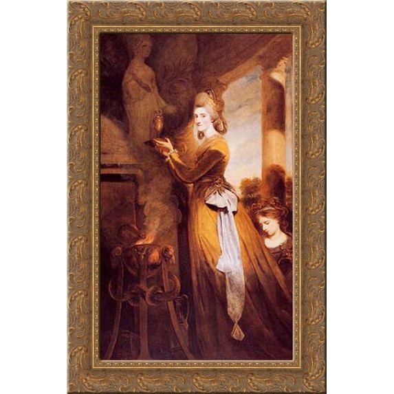 Mrs. Peter Beckford 18x24 Gold Ornate Wood Framed Canvas Art by Reynolds, Joshua