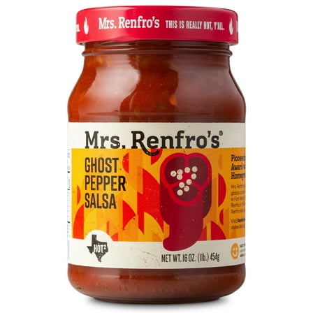 Mrs. Renfro's Ghost Pepper Salsa, Authentic Texas-Style, 16 oz Jar