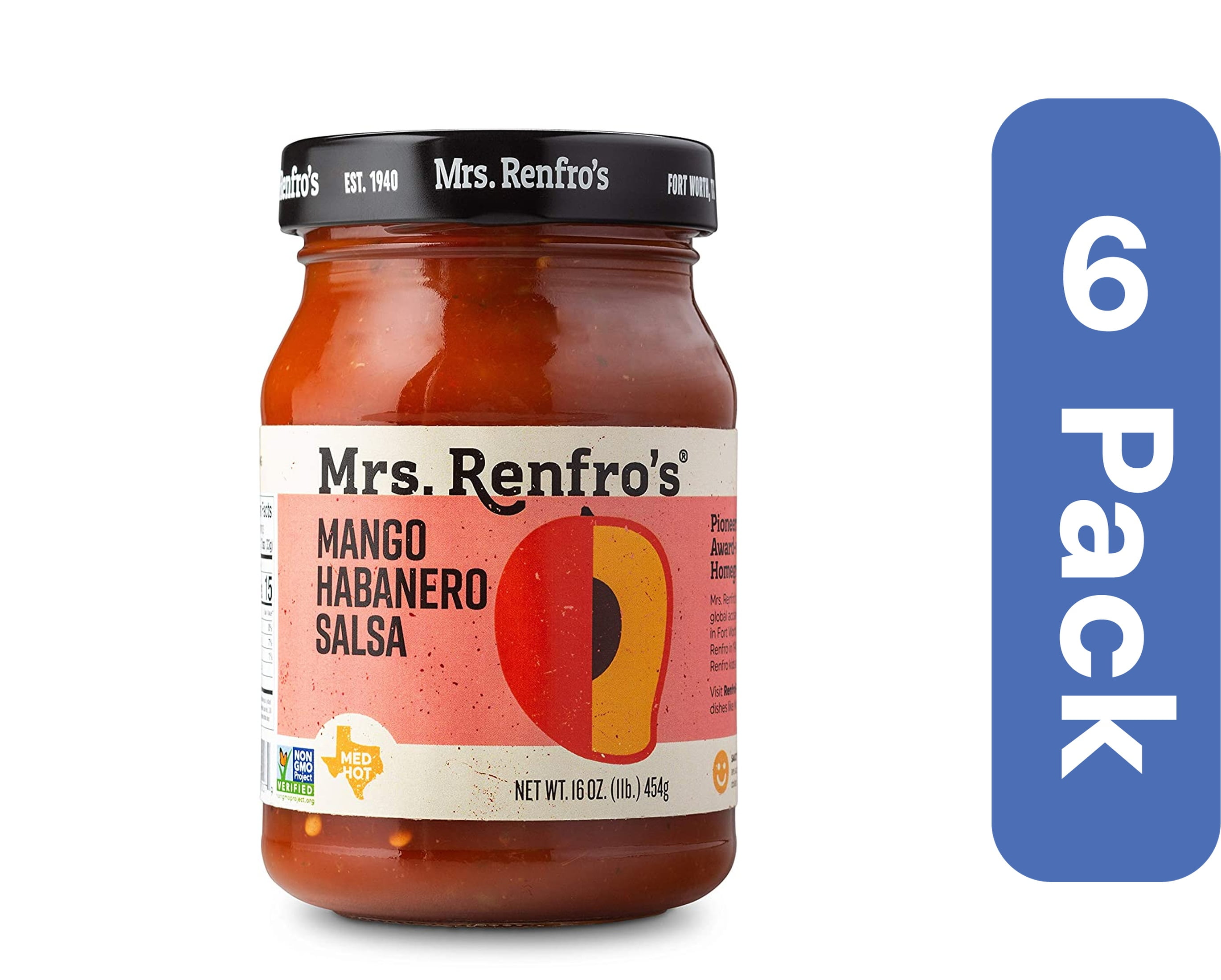 Mrs. Renfro's, Fine Foods Salsa, Mango Habanero, 16-Ounce Pack of