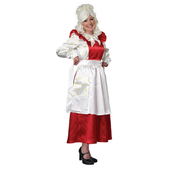 Mrs. Claus Pinafore Dress with Apron Adult Costume
