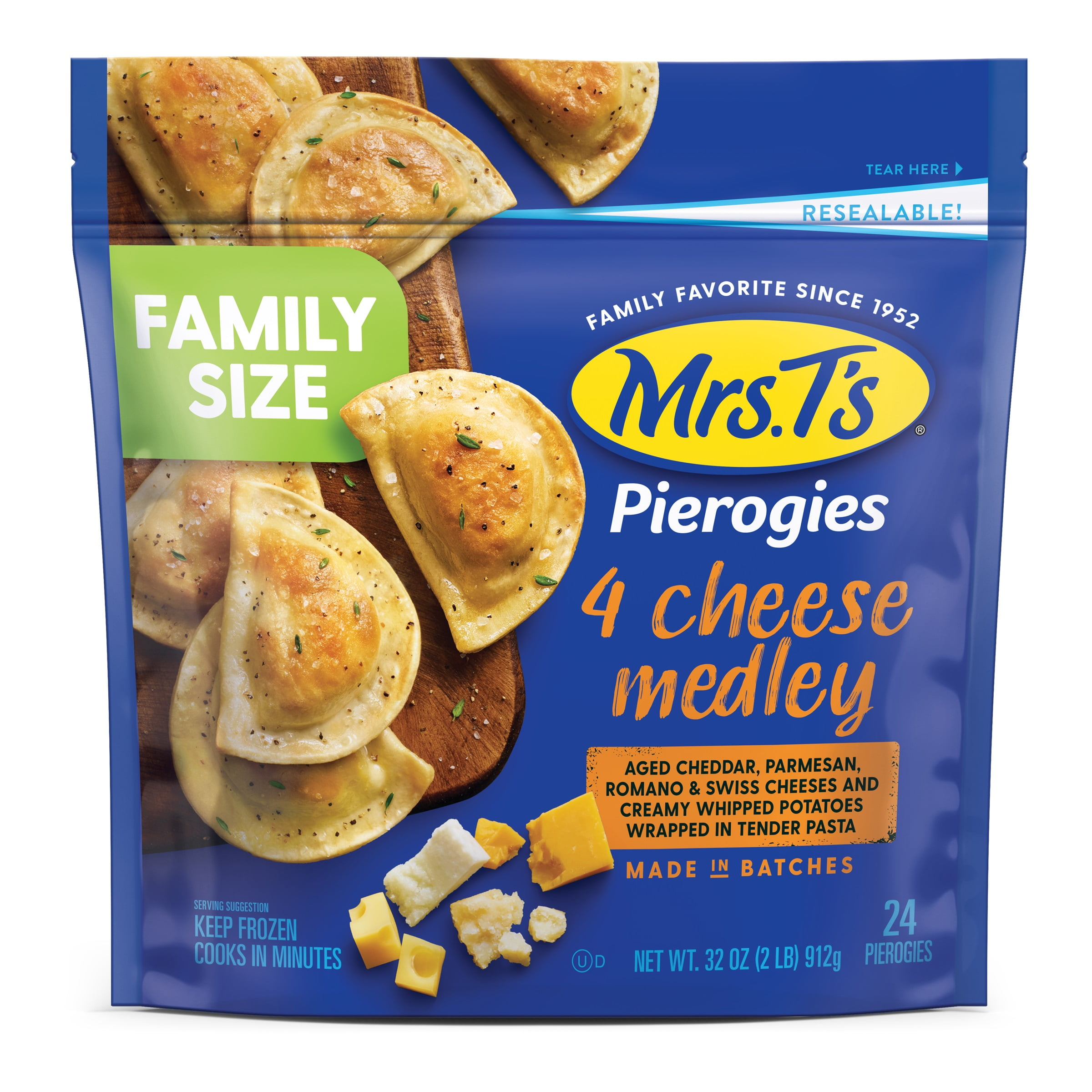 Mrs. T's Four Cheese Medley Pierogies, Family Size, 24ct (Frozen)