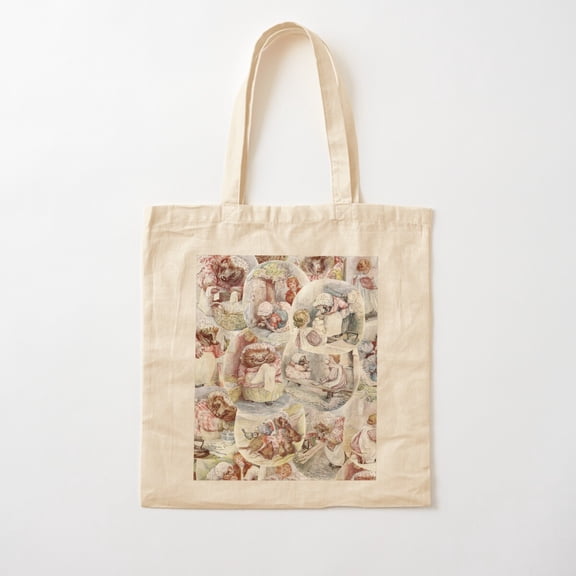 Mrs Tiddy Winkle Collage Style 002 Canvas Tote Bags, Reusable Shopping Bag