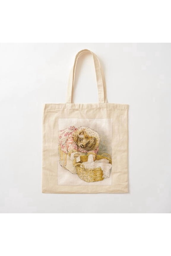 Mrs. Tiggy Winkle, Beatrix Potter Canvas Tote Bags, Reusable Shopping Bag
