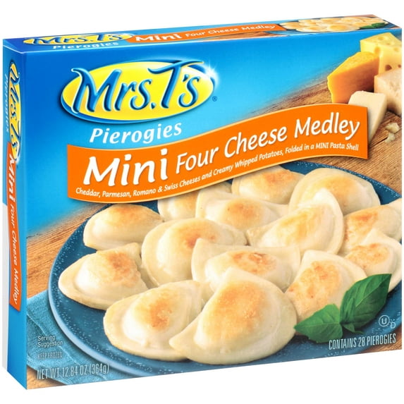 Mrs Ts Four Cheese Medley Mini Pierogies, 12.84 Ounce -- 12 per case.