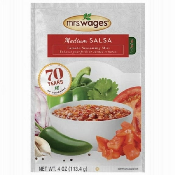 Mrs. Wage's W536-J7425 4 oz Pack Of Tomato Sauce & Canning Mix Medium Salsa - Quantity of 14
