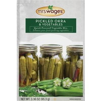 Mrs. Wages Pickled Okra and Mixed Vegetables Quick Process Mix, Easy-to-Use, Great Flavor, Enhance Pickled Vegetables, 3.36 oz Packet