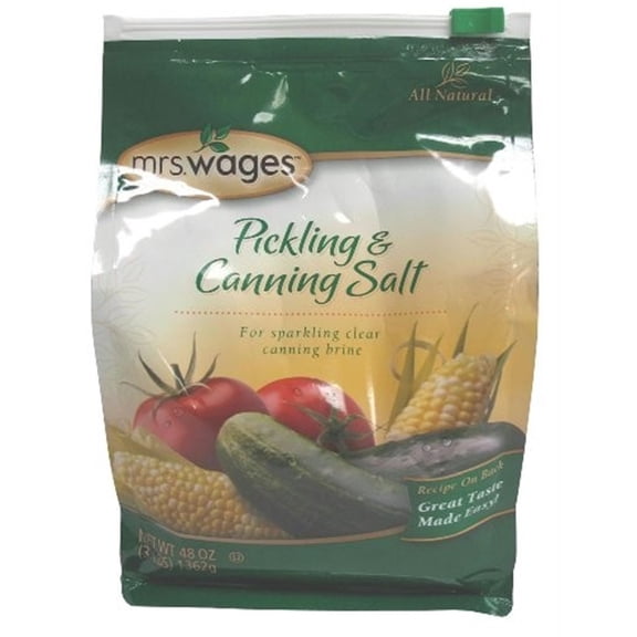 Mrs. Wages Canning and Pickling Salt 48 oz Bag, Bulk Canning Supplies for Homemade Pickles, Canning Accessories for Clear Brine