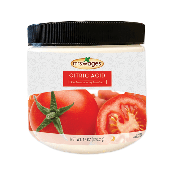 Mrs. Wages Citric Acid 12 oz Canister, Bulk Canning Supplies for Home Canned Tomato Sauce, Salsa and Jam