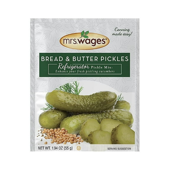 Mrs. Wages Bread and Butter Pickles Refrigerator Mix | Simple-to-Use | Easy Homemade Traditional No Spice Pickles | 1.94 oz Granules Packet