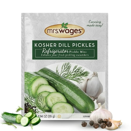 Mrs. Wages Kosher Dill Pickles Refrigerator Mix | Quick and Easy | Simple Traditional Homemade Sliced No Spice Pickles | 1.94 oz Packet
