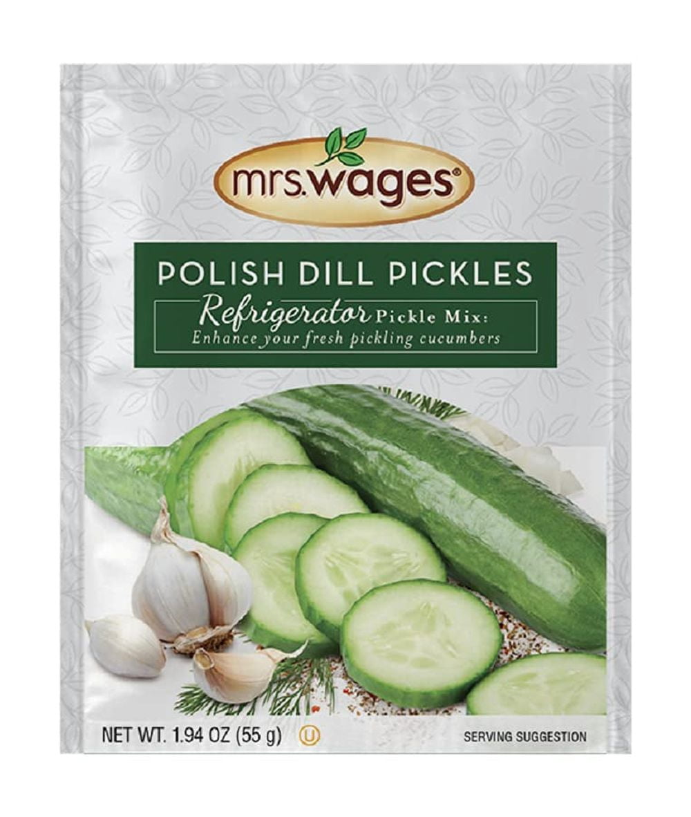 Mrs. Wages Polish Dill Pickles Refrigerator Mix, Quick and Easy, Simple Homemade Pickles, Traditional Flavor, No Spice, 1.94 oz Granules Packet