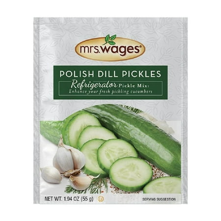 Mrs. Wages Polish Dill Pickles Refrigerator Mix, Quick and Easy, Simple Homemade Pickles, Traditional Flavor, No Spice, 1.94 oz Granules Packet