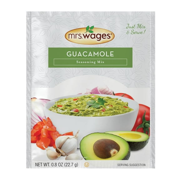 Mrs. Wages Guacamole Seasoning Mix | Quick and Easy | No Hassle Homemade Guacamole Dip | Customizable | Flavorful Spice| Perfect Snack | 0.8 oz packet