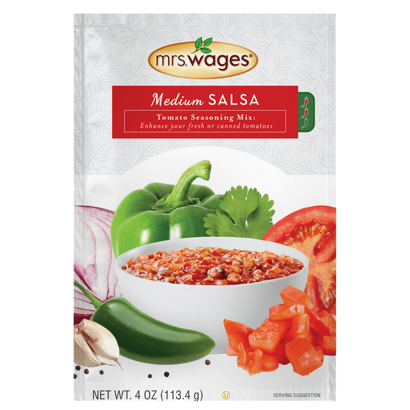 Mrs. Wages Homemade Salsa Mix, Canning Supplies for Home Canned Salsa, 4 oz Salsa Seasoning for Preserving Tomatoes