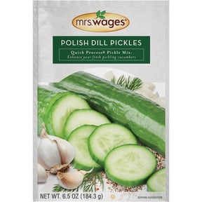 Mrs. Wages Polish Dill Pickles Quick Process Mix, Quick and Easy, Simple-To-Use, Simple Homemade Pickles, Traditional Pickle Flavoring, 6.5 oz Packet Value Pack of 6