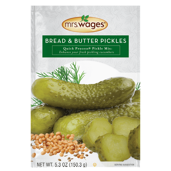 Mrs. Wages Bread and Butter Pickle Mix, Canning Supplies for Homemade Sweet Pickles, 5.3 oz Pickle Seasoning Mix